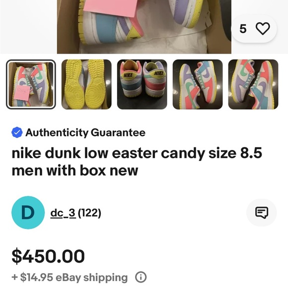 Nike Dunk low top Easter Candy limited edition ladies size 6. Collector shoe - Picture 6 of 10